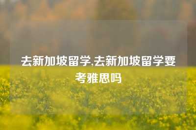 去新加坡留学,去新加坡留学要考雅思吗