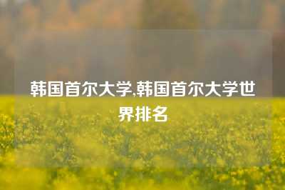 韩国首尔大学,韩国首尔大学世界排名