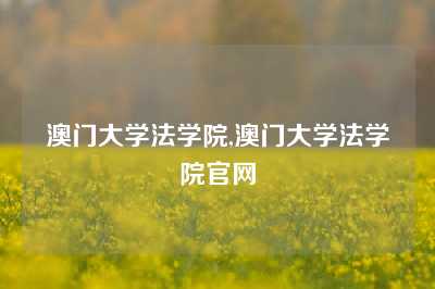 澳门大学法学院,澳门大学法学院官网