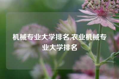 机械专业大学排名,农业机械专业大学排名