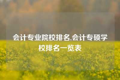 会计专业院校排名,会计专硕学校排名一览表