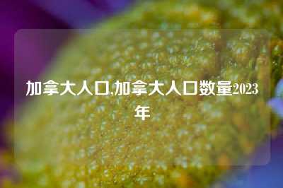 加拿大人口,加拿大人口数量2023年