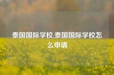 泰国国际学校,泰国国际学校怎么申请