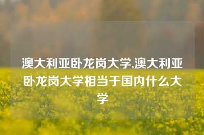 澳大利亚卧龙岗大学,澳大利亚卧龙岗大学相当于国内什么大学