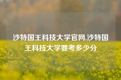 沙特国王科技大学官网,沙特国王科技大学要考多少分